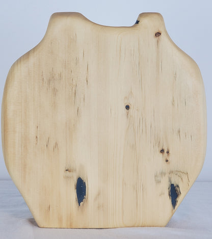 Wooden vase with a natural, slightly rough texture on a light gray background