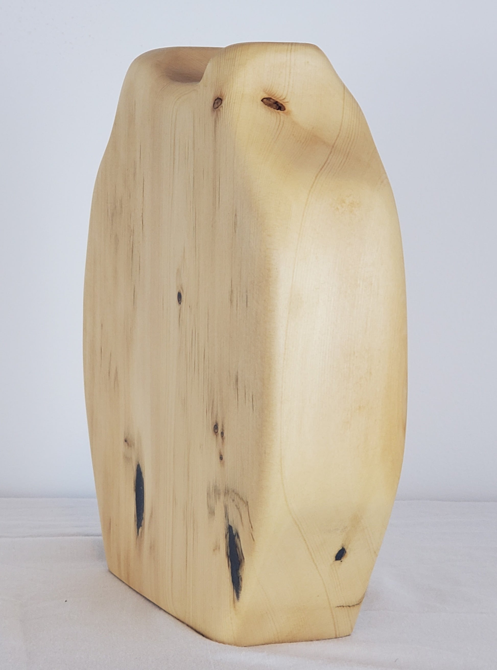 Wooden vase with natural grain and texture on a white background