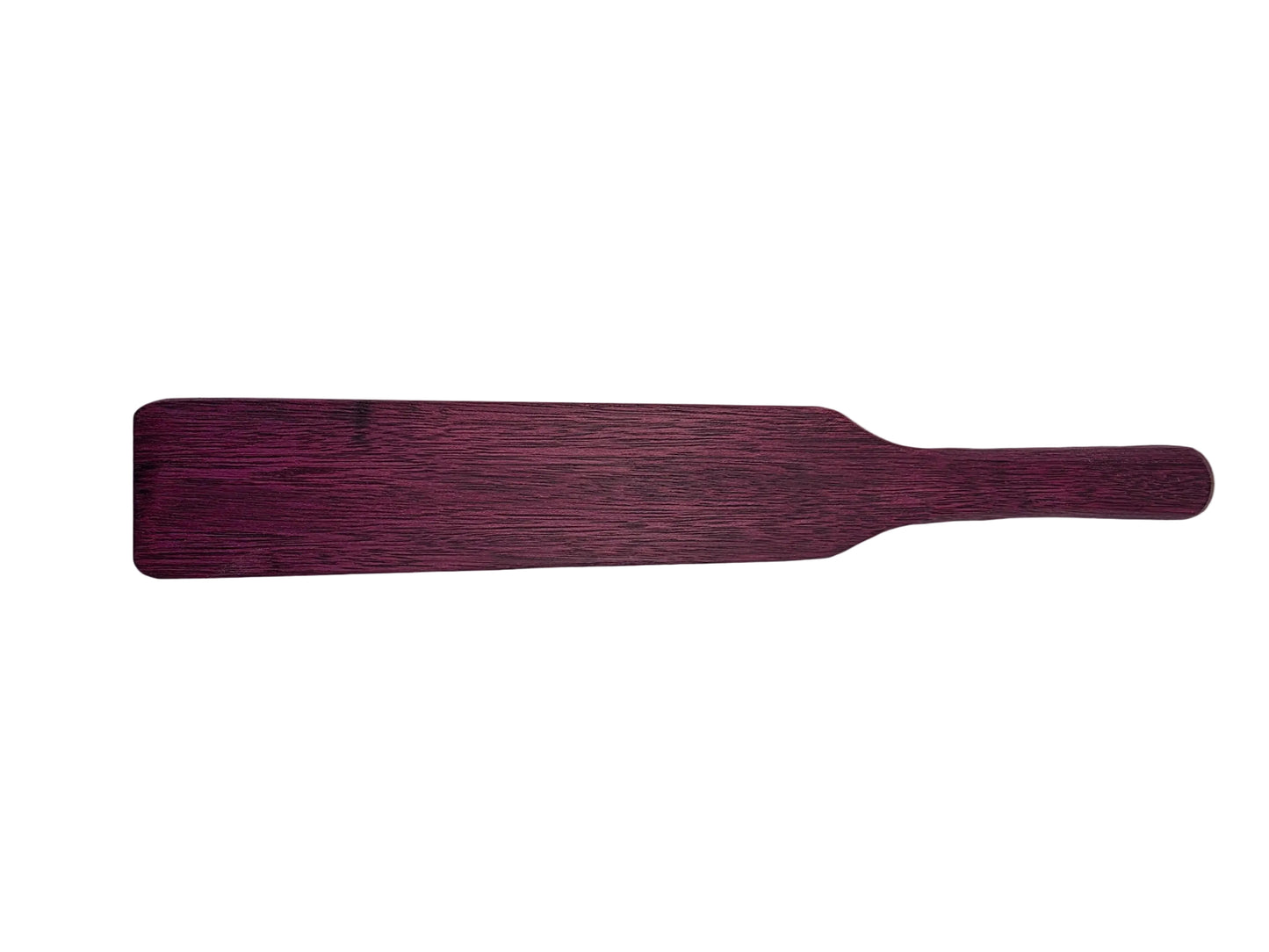 Wooden spurtle with a dark finish on a light gray background